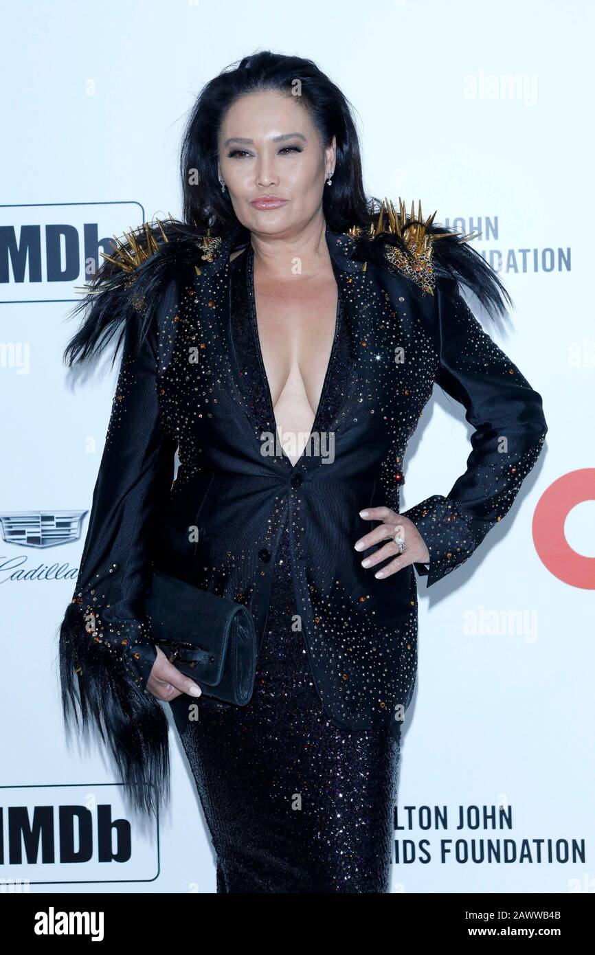 West Hollywood, CA. 9th Feb, 2020. Tia Carrera at arrivals for Elton John AIDS Foundation 28th Annual Academy Awards Viewing Party - Part 3, The City of West Hollywood Park, West Hollywood, CA February 9, 2020. Credit: Priscilla Grant/Everett Collection/Alamy Live News Stock Photo
