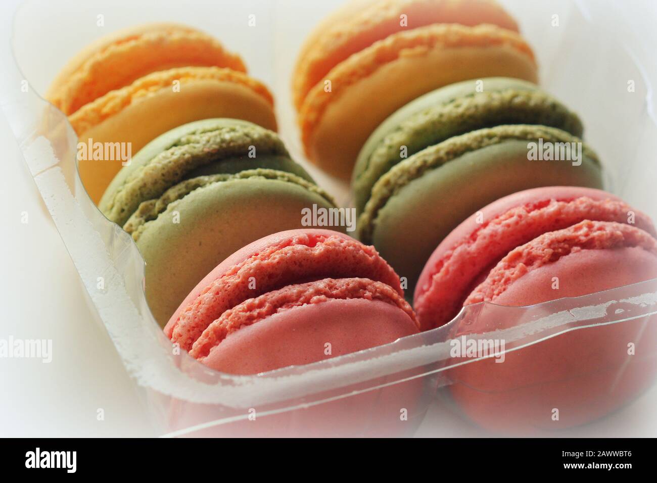 Traditional colorful french macarons are sweet meringuebased
