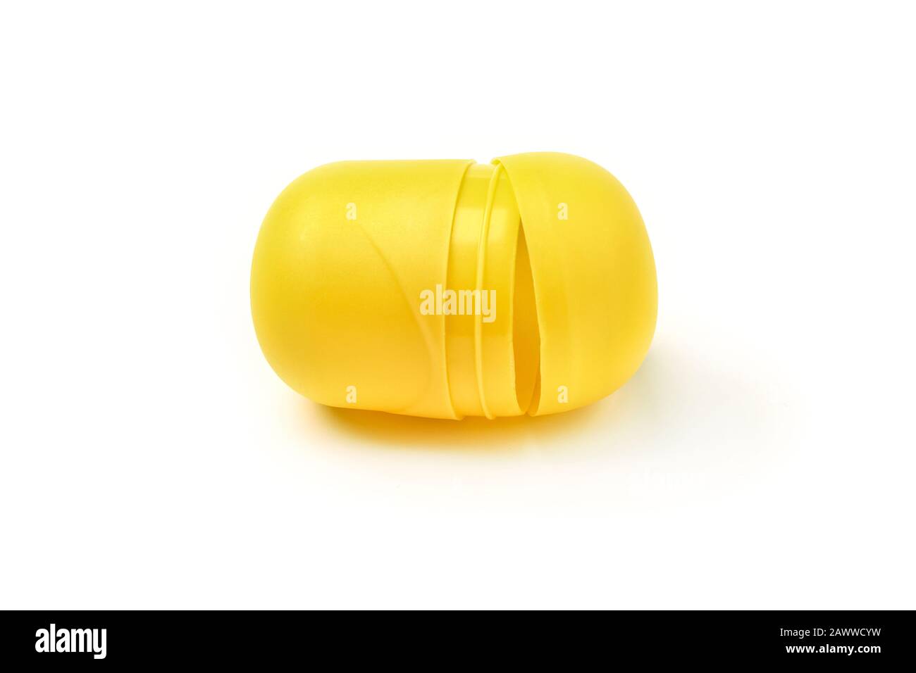 Plastic container from chocolate egg isolated on white Stock Photo