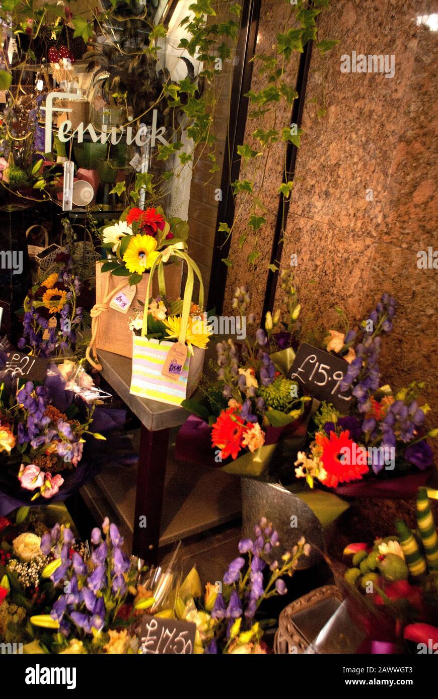 Window and flower stall, Fenwick department store, NewcastleuponTyne