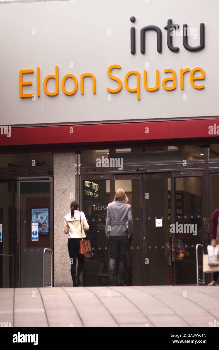 Entrance to INTU Eldon square on Northumberland Street, Newcastle-upon-Tyne Stock Photo