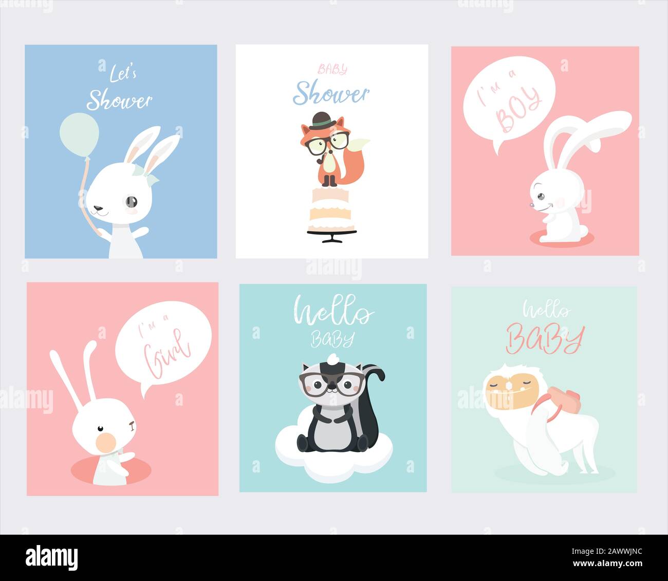 Set of baby shower invitations cards Stock Vector Image & Art - Alamy
