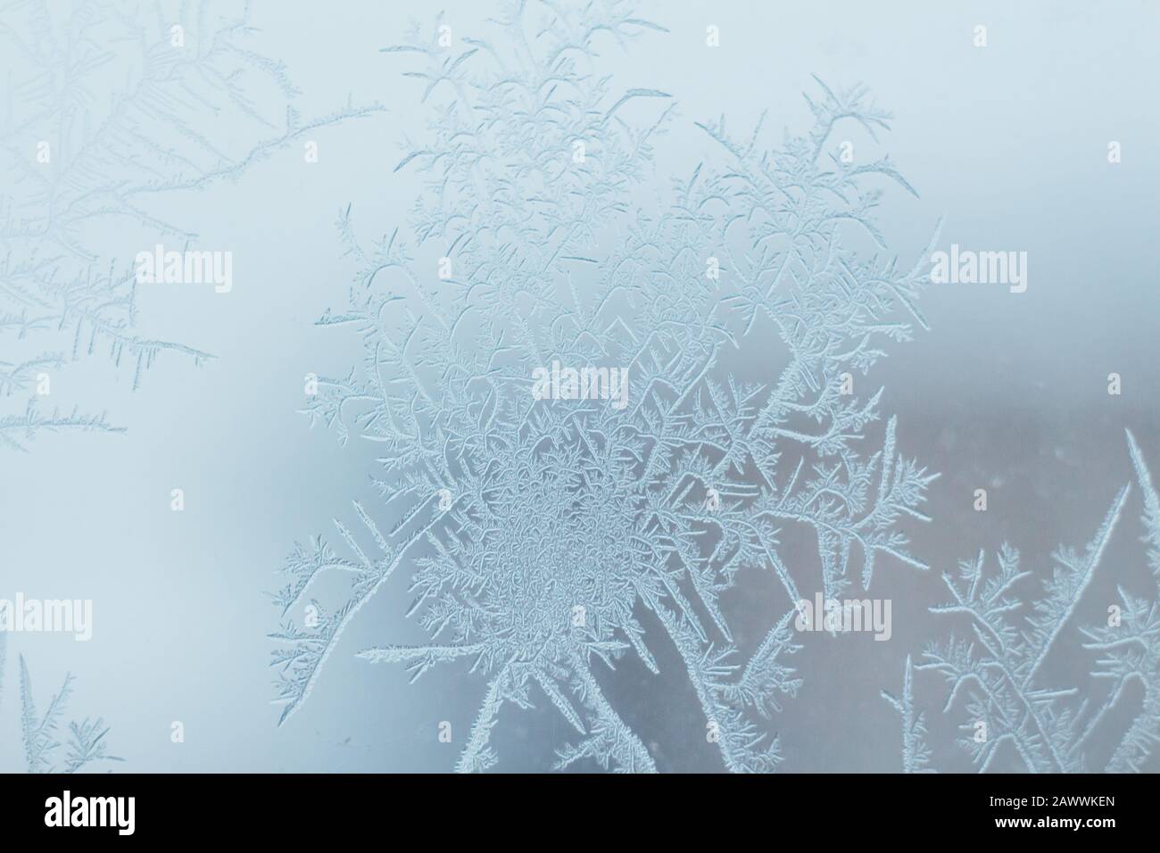 Frosty ice patterns on the window glass Stock Photo - Alamy