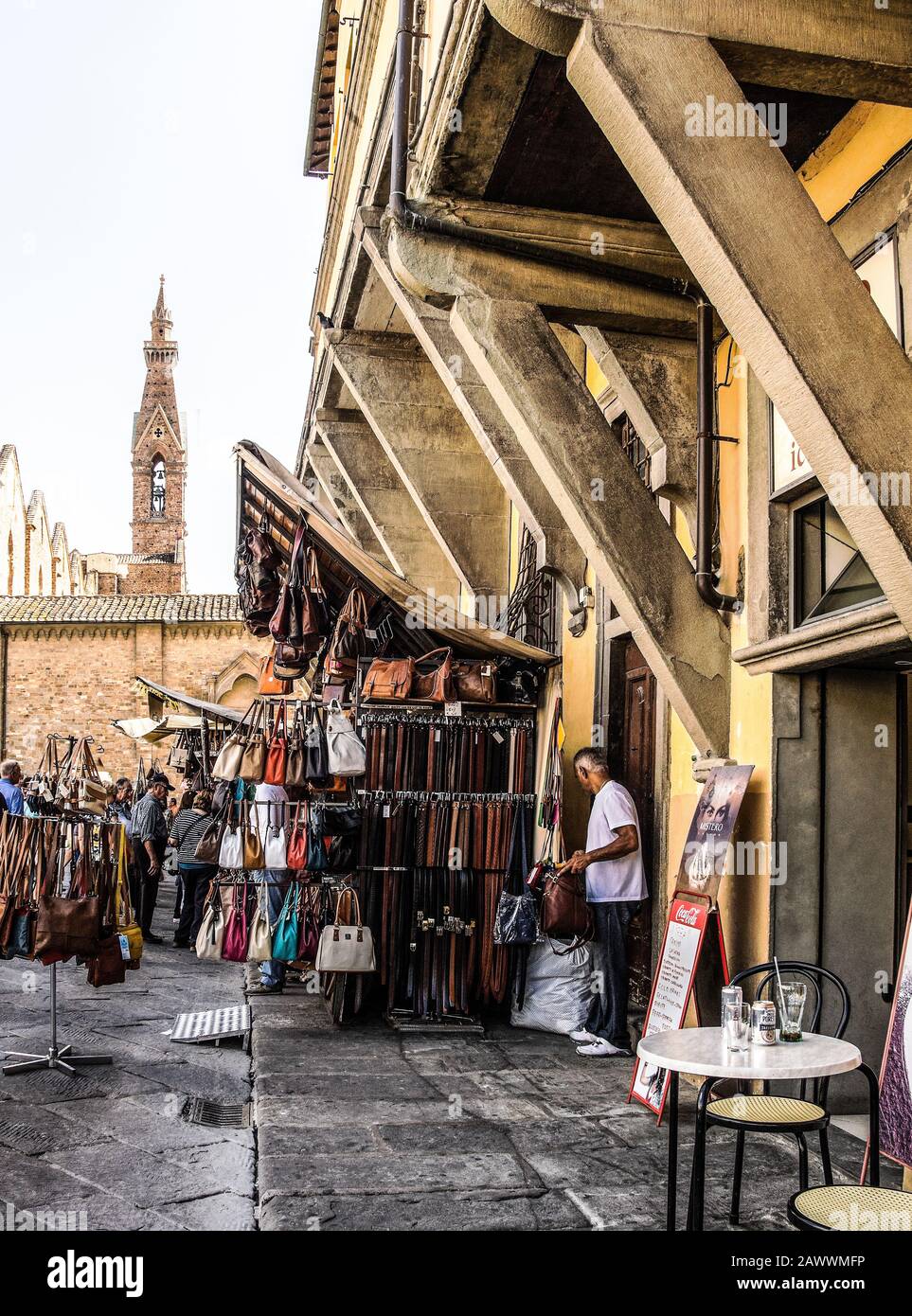 Italy.The city of Florence (Firenze).Souvenir shops in the piazza of