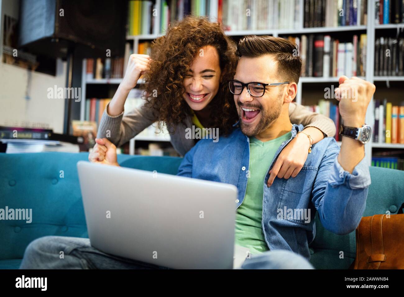 Man surprised looking at laptop hi-res stock photography and images - Alamy