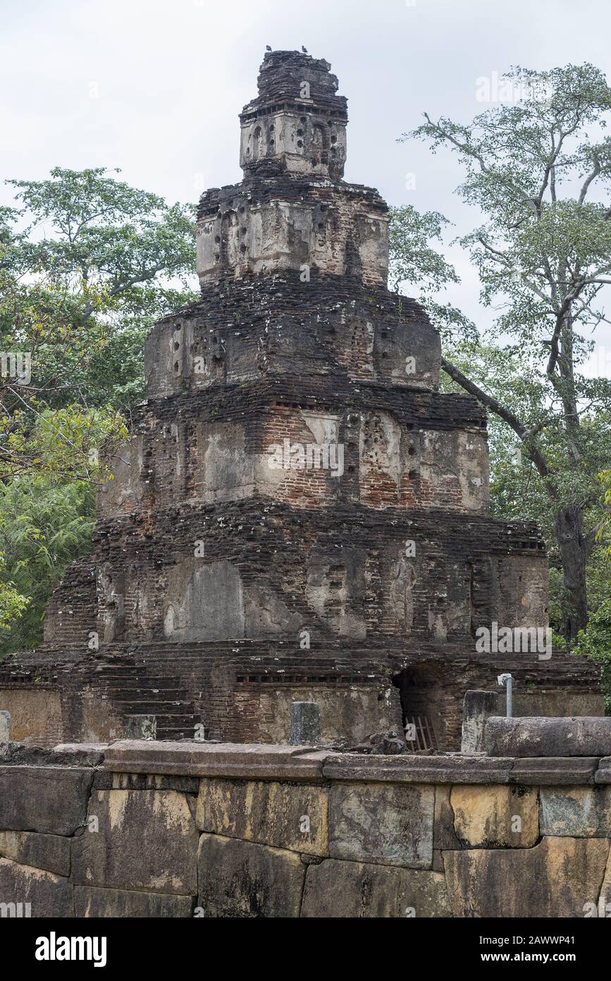 Polonnaruwa, Sri Lanka: 03/17/2019: Ancient City of Polonnaruwa  temple of the tooth remains of the ancient garden city world heritage UNESCO site. Stock Photo