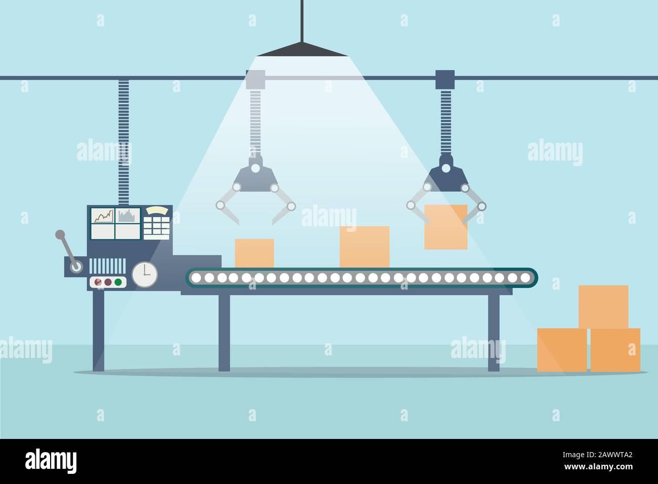 Production line of conveyor belt for industry Stock Vector