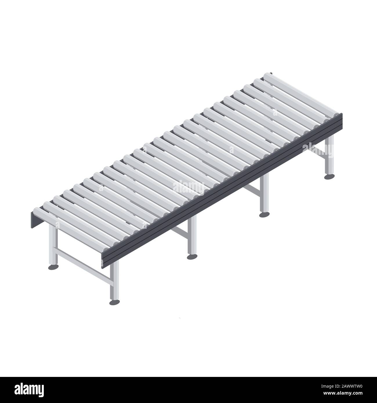Conveyor rollers for a process line. Vector illustration isometric Stock Vector