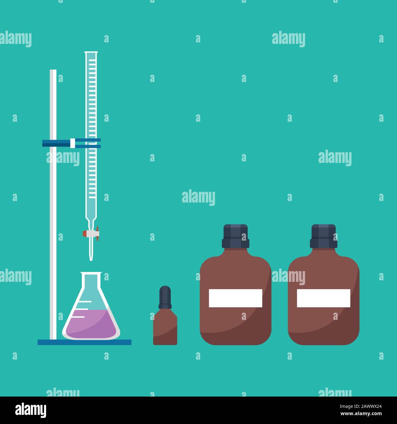 Acidbased titration equipment in chemistry laboratory vector Stock