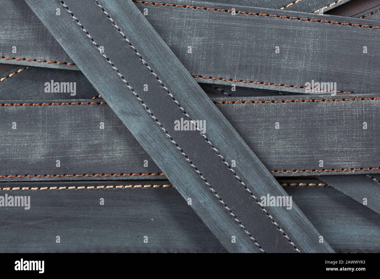 Grey leather strap isolated. Can be used as background in art or design