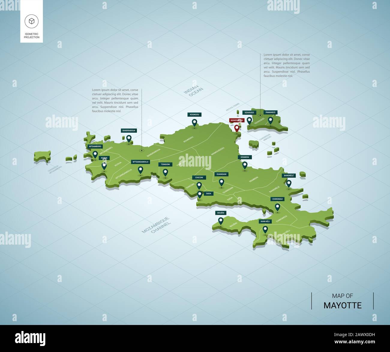 Stylized Map Of Mayotte Isometric 3d Green Map With Cities Borders Stylized Map Of Mayotte Isometric 3d Green Map With Cities Borders