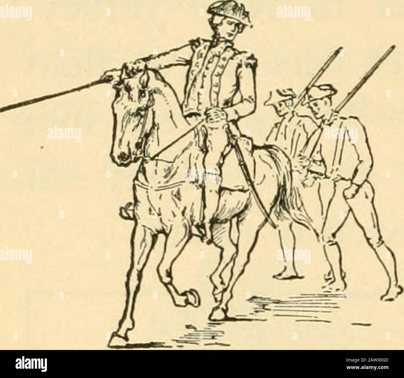 The beginner's American history . Washington crossing the Delawakk Riek. The Germans at Trenton had been having a jolly Christ-mas, and had gone to bed, suspecting no danger. Sud-denly Washington, with his men, rushed into the littletown, and almost before they knew what had happened, athousand Germans were made prisoners. The rest escapedto tell Lord Cornwallis how the Americans had beaten them.When Washington was driven out of New York, manyAmericans thought he would be captured. Now they 1 See map on page 102. io8 THE BEGINNER S AMERICAN HISTORY.. were filled with joy. The battle of Trento Stock Photo