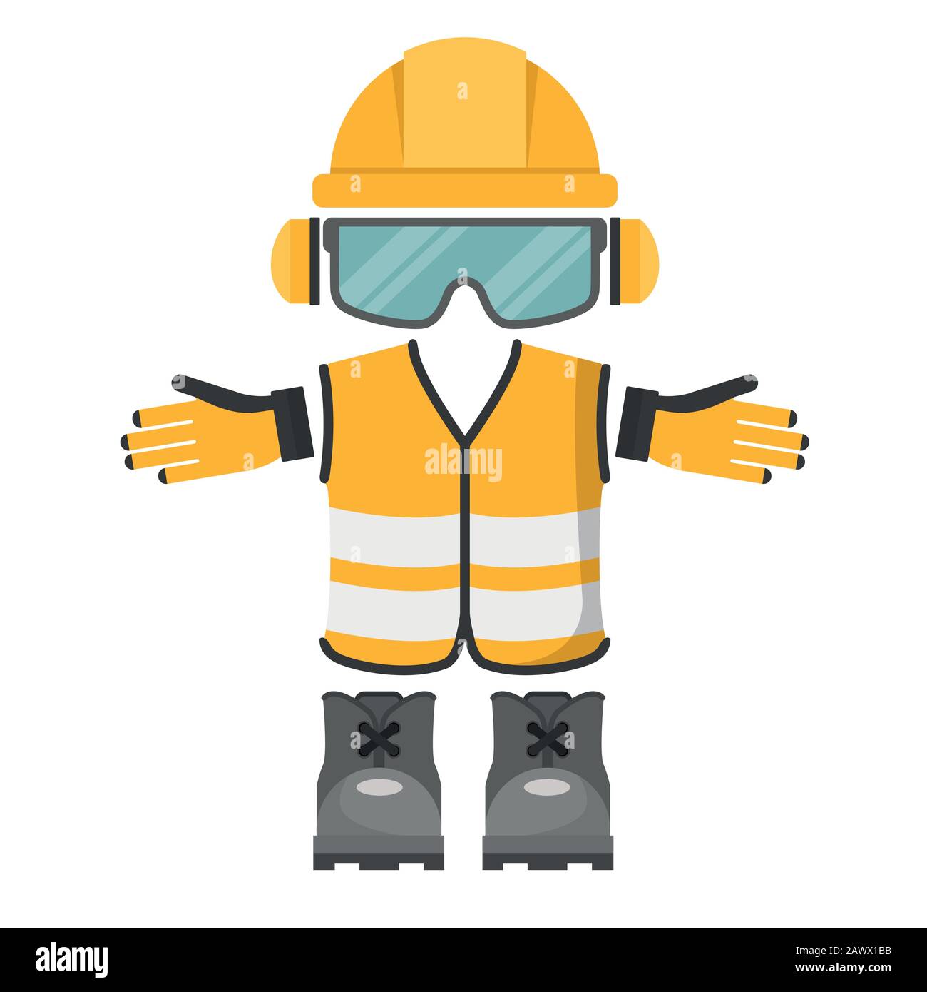 Vector design of personal protective equipment for work. Occupational Health and Safety Stock Vector