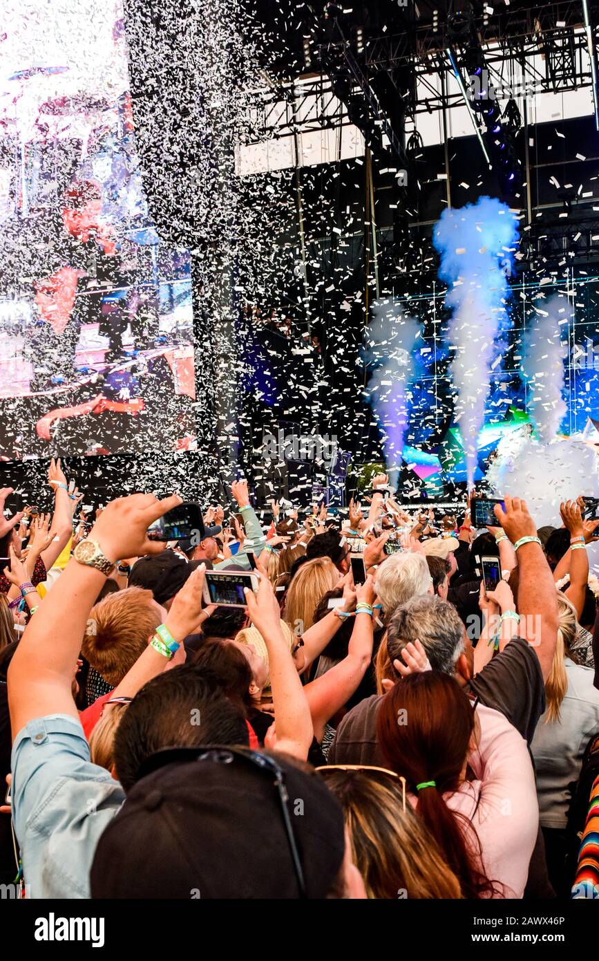 Napa, California, May 24, 2019, A sold out crowd thoroughly enjoyed the wide variety of day 1 performances on the venue’s 5 stages. Imagine Dragons on Stock Photo