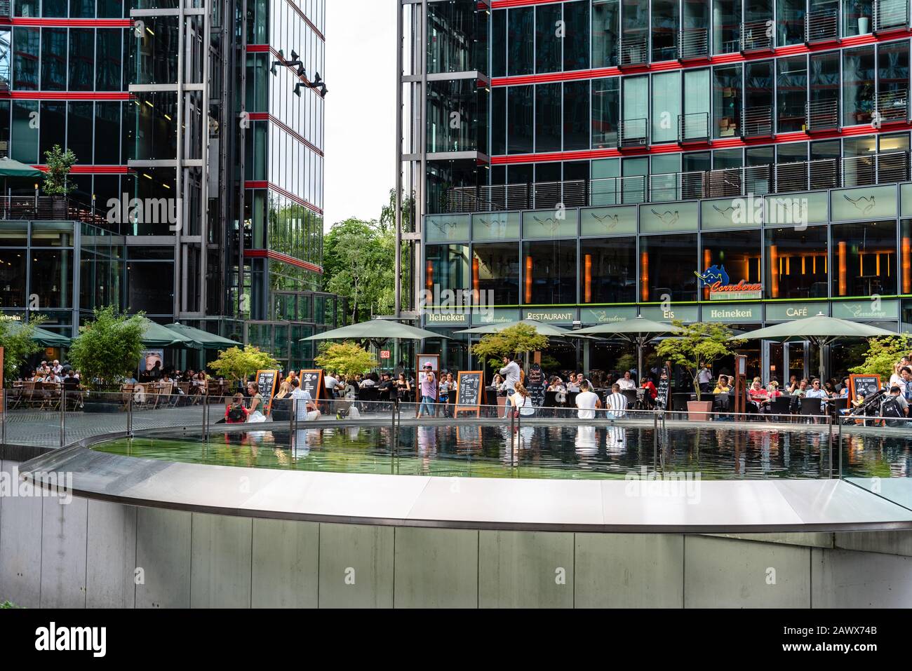 Berlin, Germany - July 28, 2019: The Sony Center is a Sony-sponsored building complex located at the Potsdamer Platz in Berlin Stock Photo