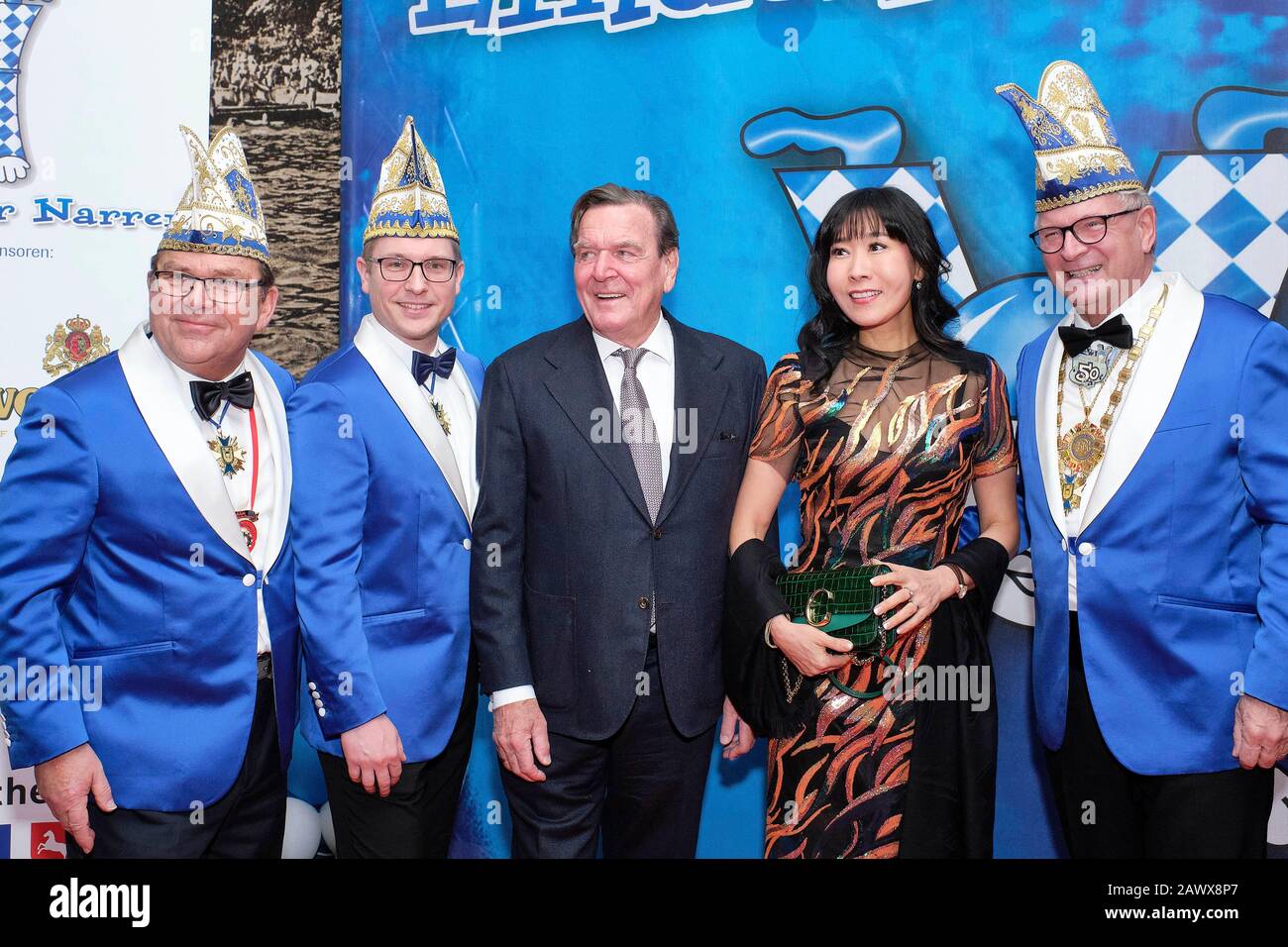 Gunter Dickti Christian Metzner Gerhard Schroder With His Wife Kim So Yeon And Martin Argendorf At The Premiere Gala 2020 Of The Lindener Narren In The Fritz Haake Saal Hanover February 8 2020 Usage