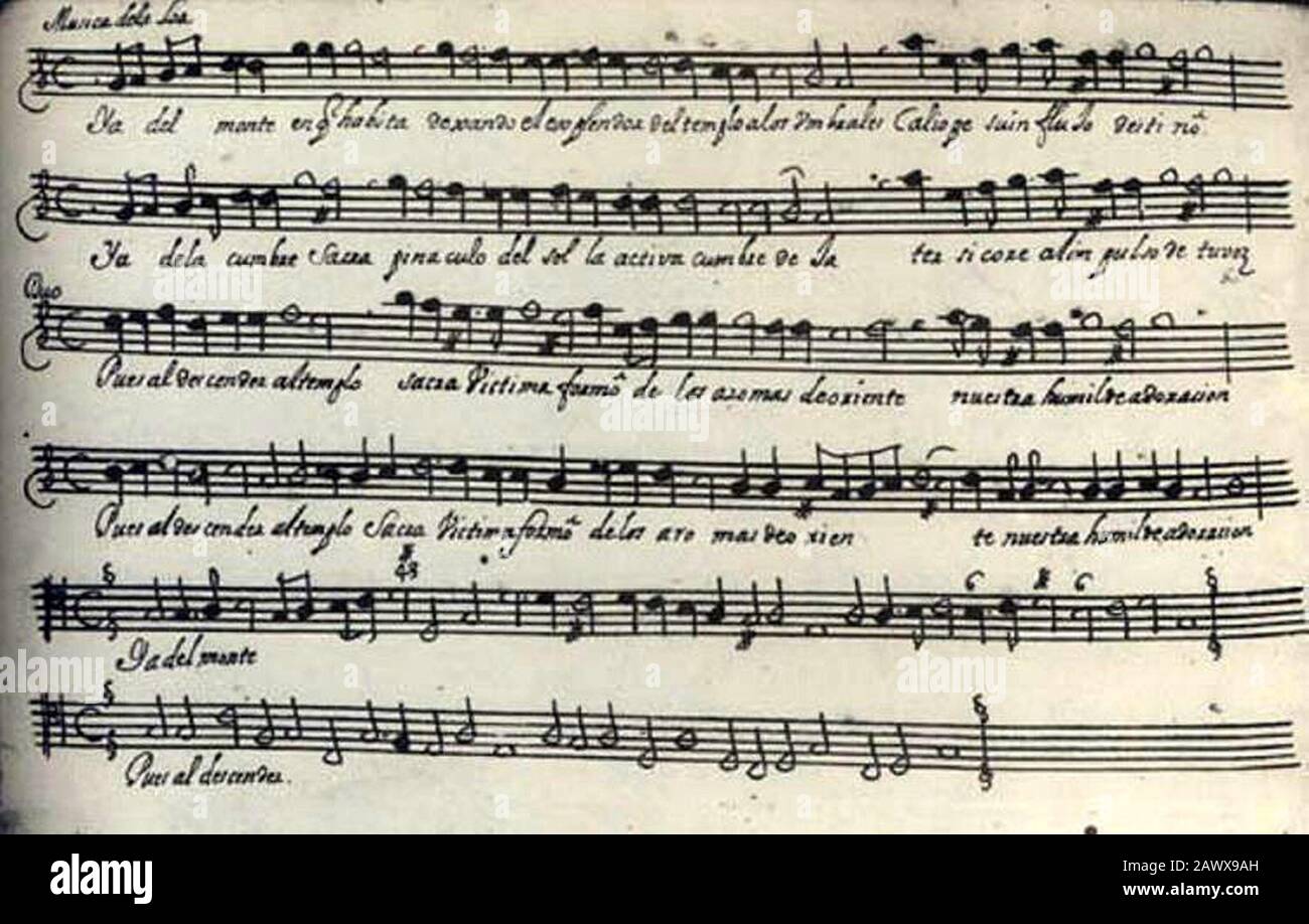 Fragmento de la partitura de La Púrpura de la rosa. Stock Photo