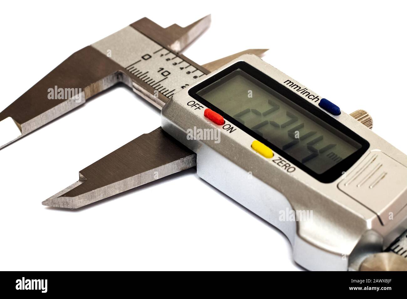 Electronic caliper closeup on a white background Stock Photo Alamy