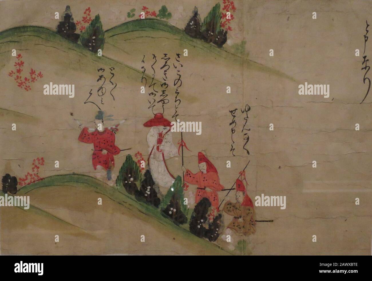 Fragments of the handscroll 'The Illustrated Origin of Kumano Shrine', Japan, 16th-17th century, Stock Photo