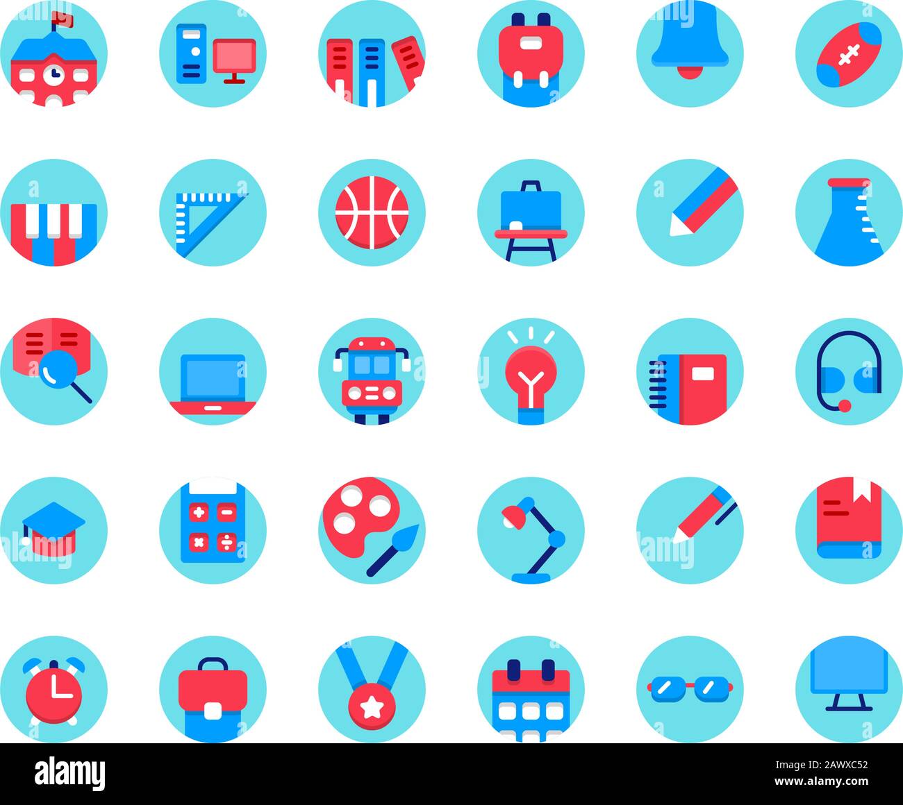Education flat icon set. Vector and Illustration Stock Vector Image ...
