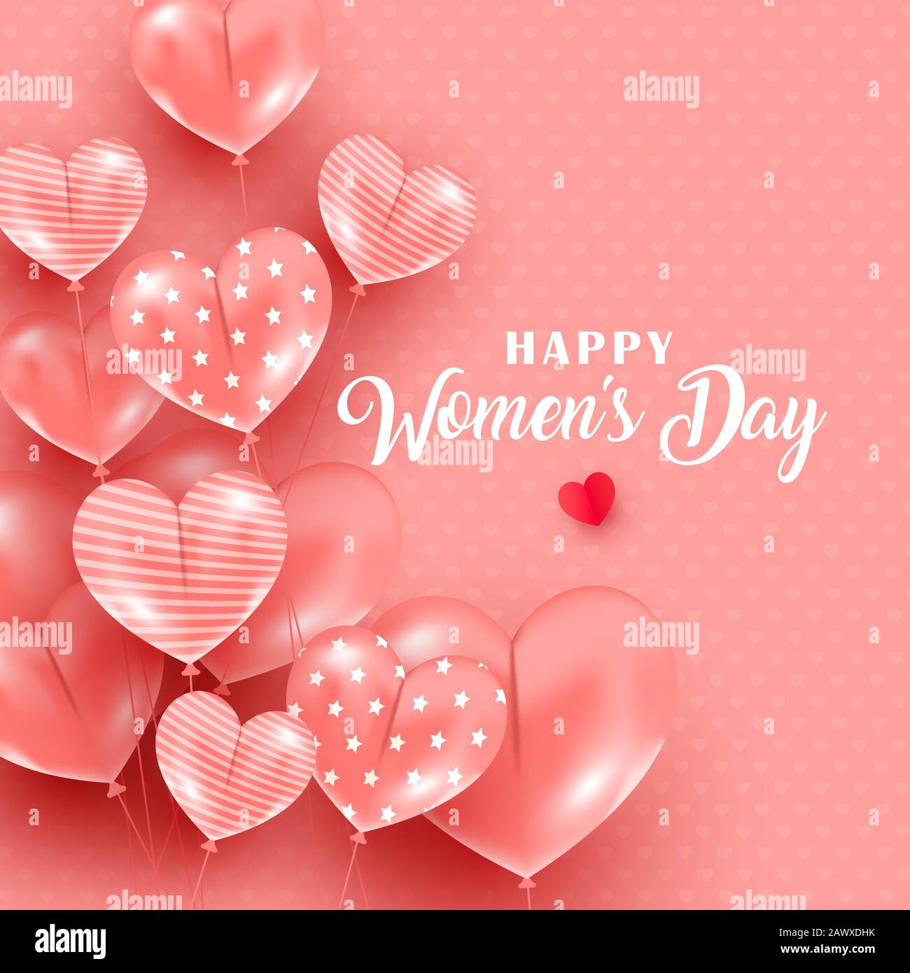 Creative Women Day greeting card with heart balloons and greeting ...