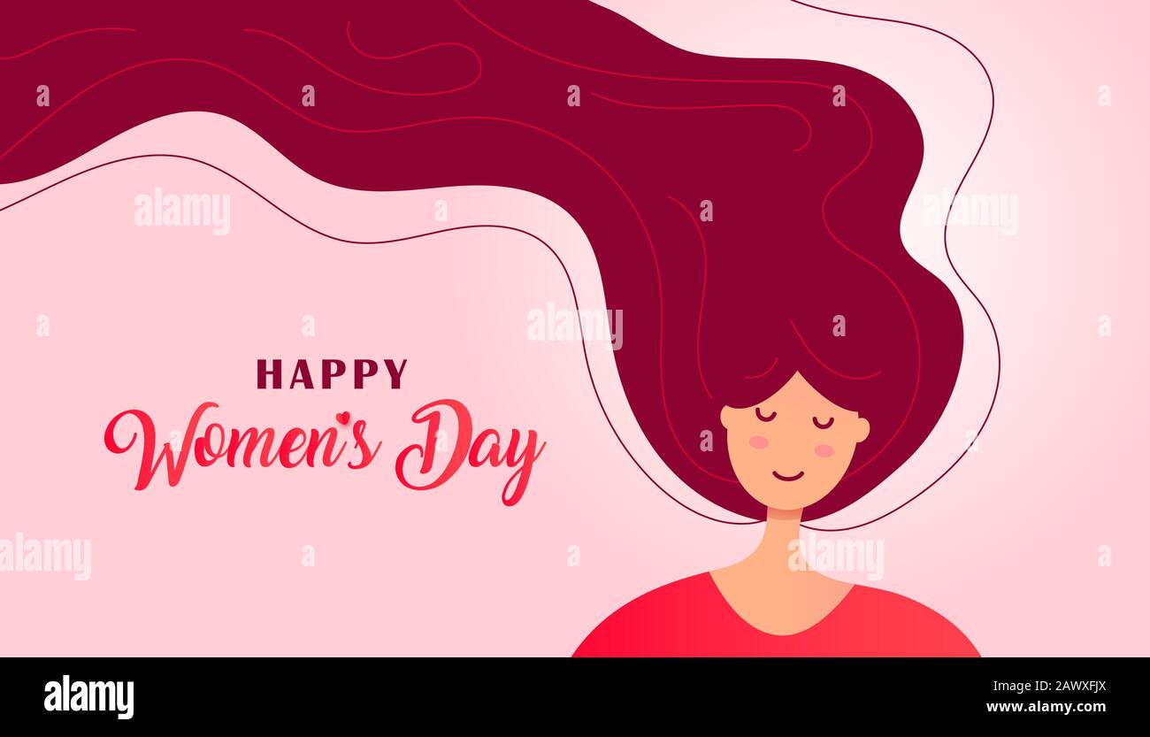 Creative Womens Day greeting card with cute face of a woman or ...