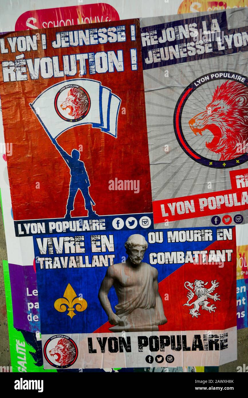 Far-right posters, Lyon, France Stock Photo