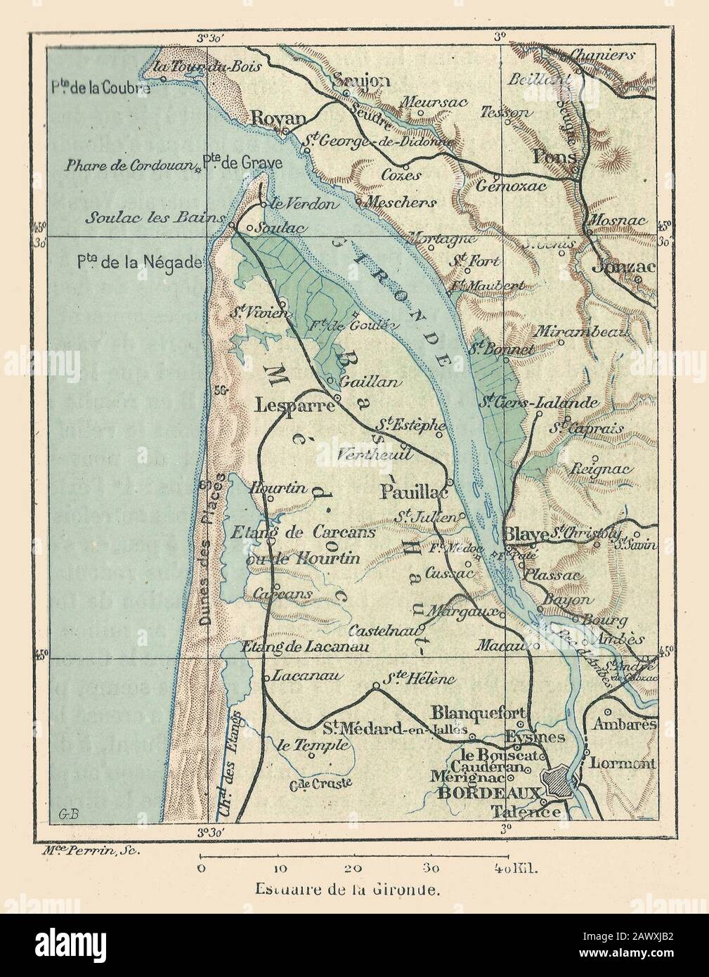 France & Colonies-1894-estuaire de la Gironde. Stock Photo