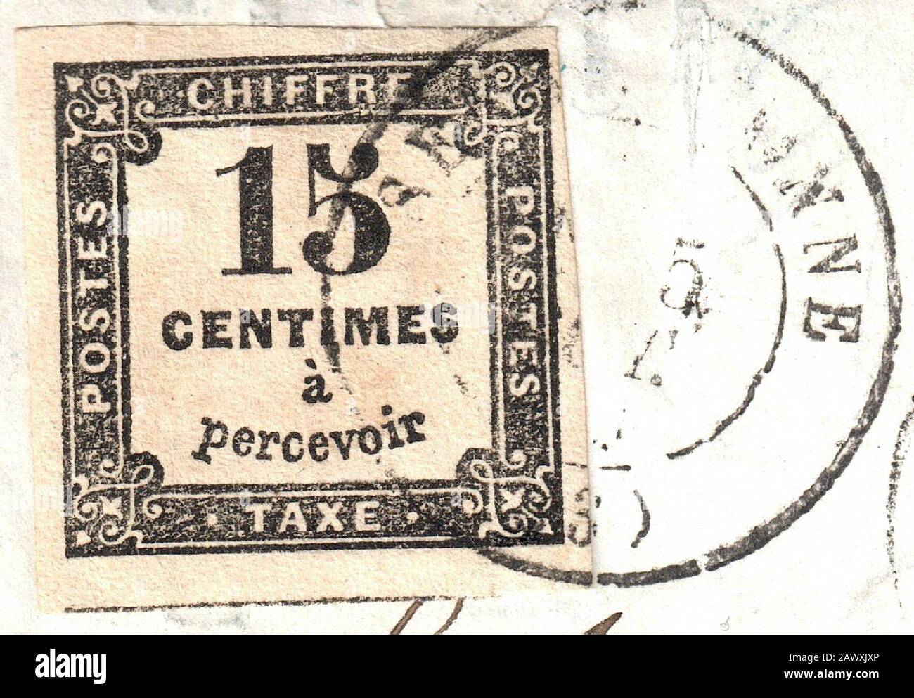 France 1864 15c postage due stamp ScJ4 (cropped Stock Photo Alamy