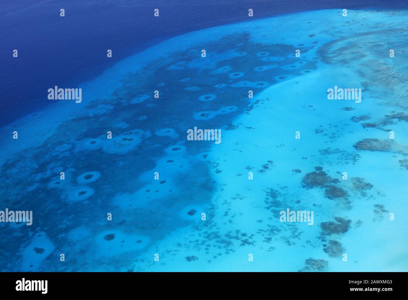 Aerial view of tropical coral reef in the Maldives Stock Photo - Alamy