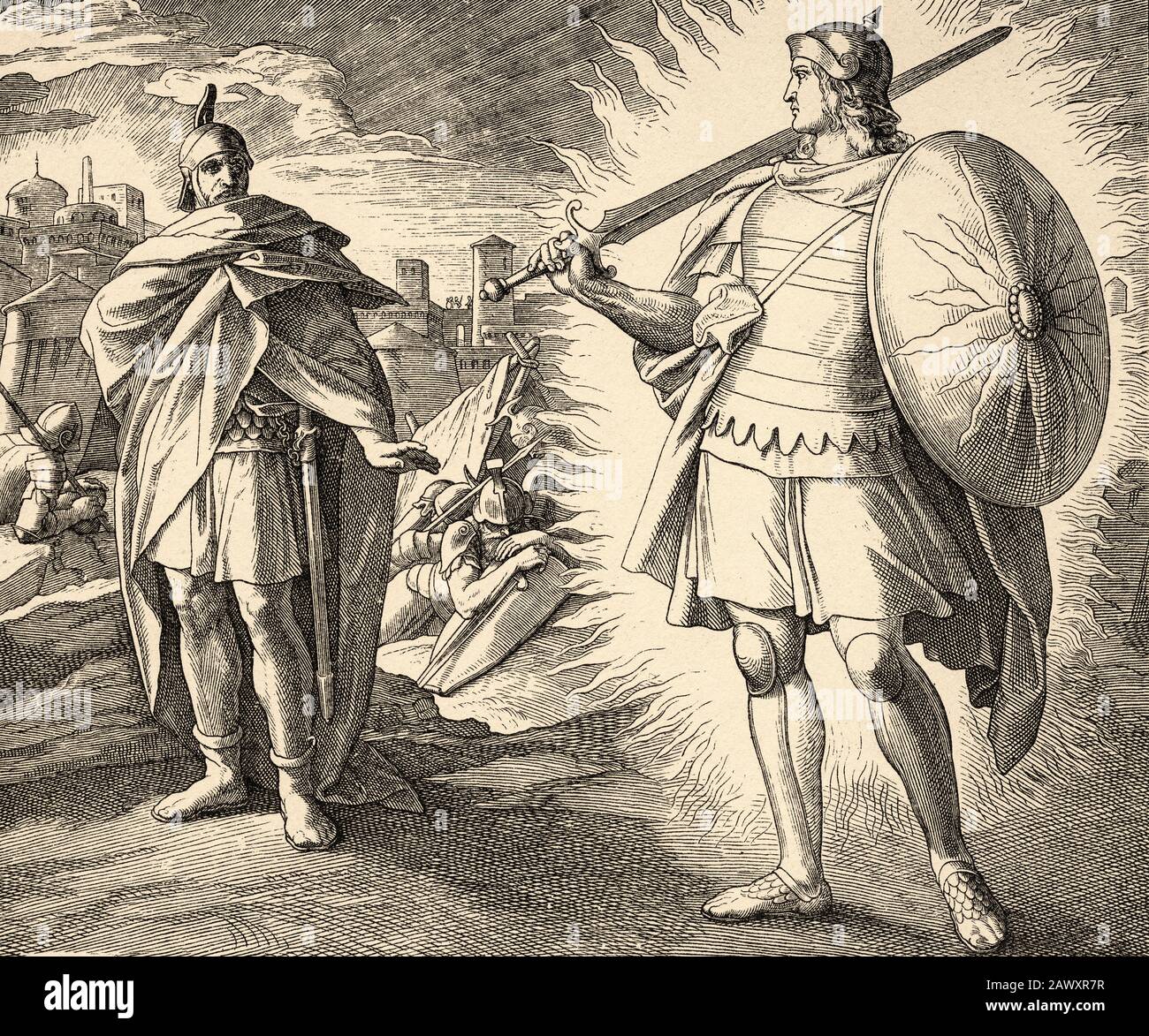 Joshua and the angel of the Lord. Joshua Book. Sacred biblical history