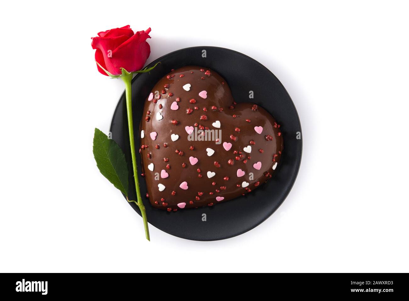 Heart shaped cake and red roses for Valentine's Day or mother's day ...