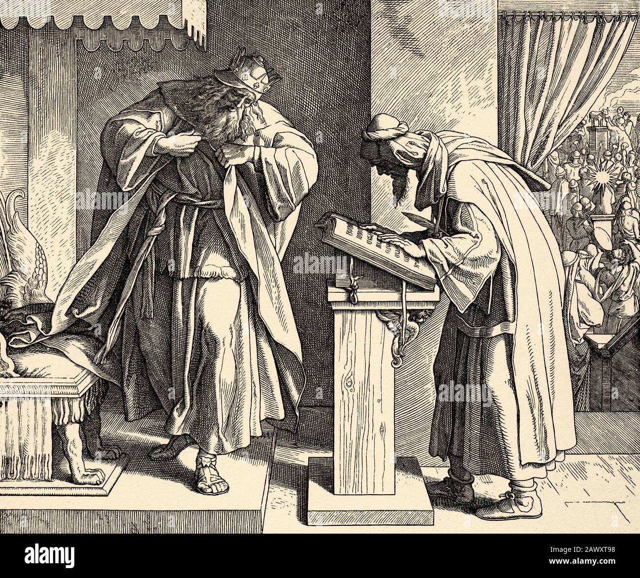 Reforms of King Josiah. He removed the mediums and the spiritualists, the domestic idols and the other idols, and all the abominations that were seen Stock Photo