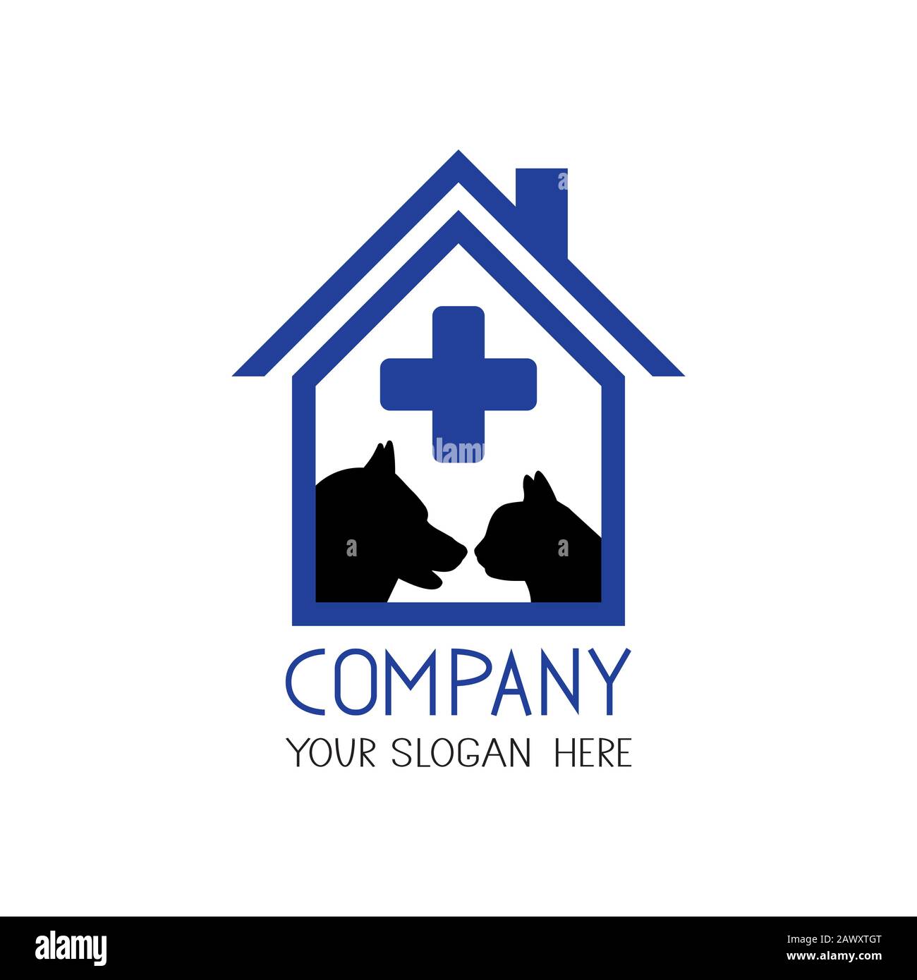 Veterinary clinic logo. House shape cat and dog Stock Vector Image