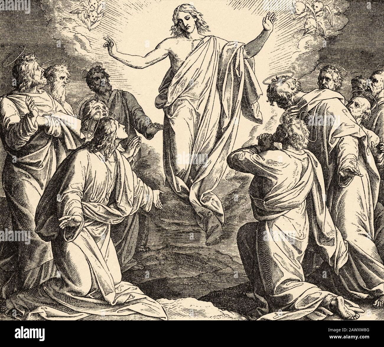 The Ascension Of Christ Our Lord Jesus The Son Of God Ascends To The Heavens Before The Apostles Luke Book New Testament Sacred Biblical History Stock Photo Alamy