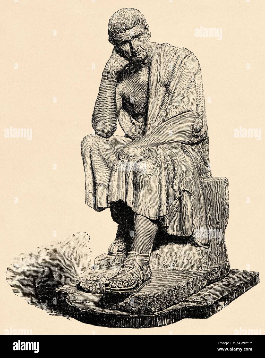 Aristotle was a philosopher, polymath and scientist born in the city of Estagira, north of Ancient Greece. He is considered alongside Plato, the fathe Stock Photo