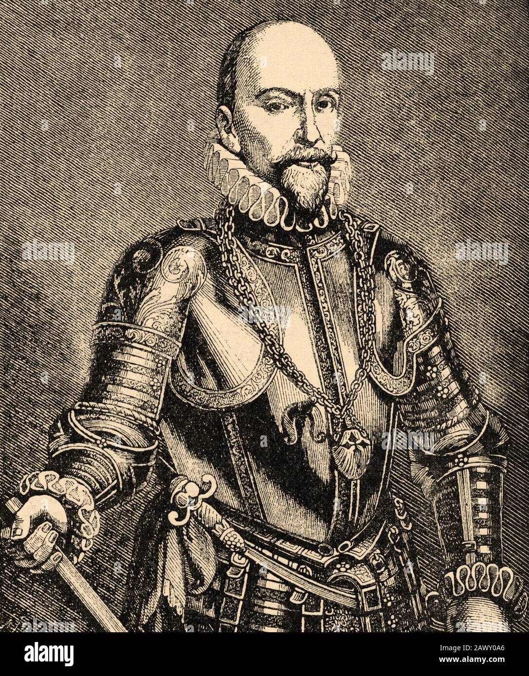 Portrait of Álvaro de Bazán y Guzmán (Granada, Spain; December 12, 1526 - Lisbon, Portugal; February 9, 1588), I Marquis de Santa Cruz, Great of Spain Stock Photo