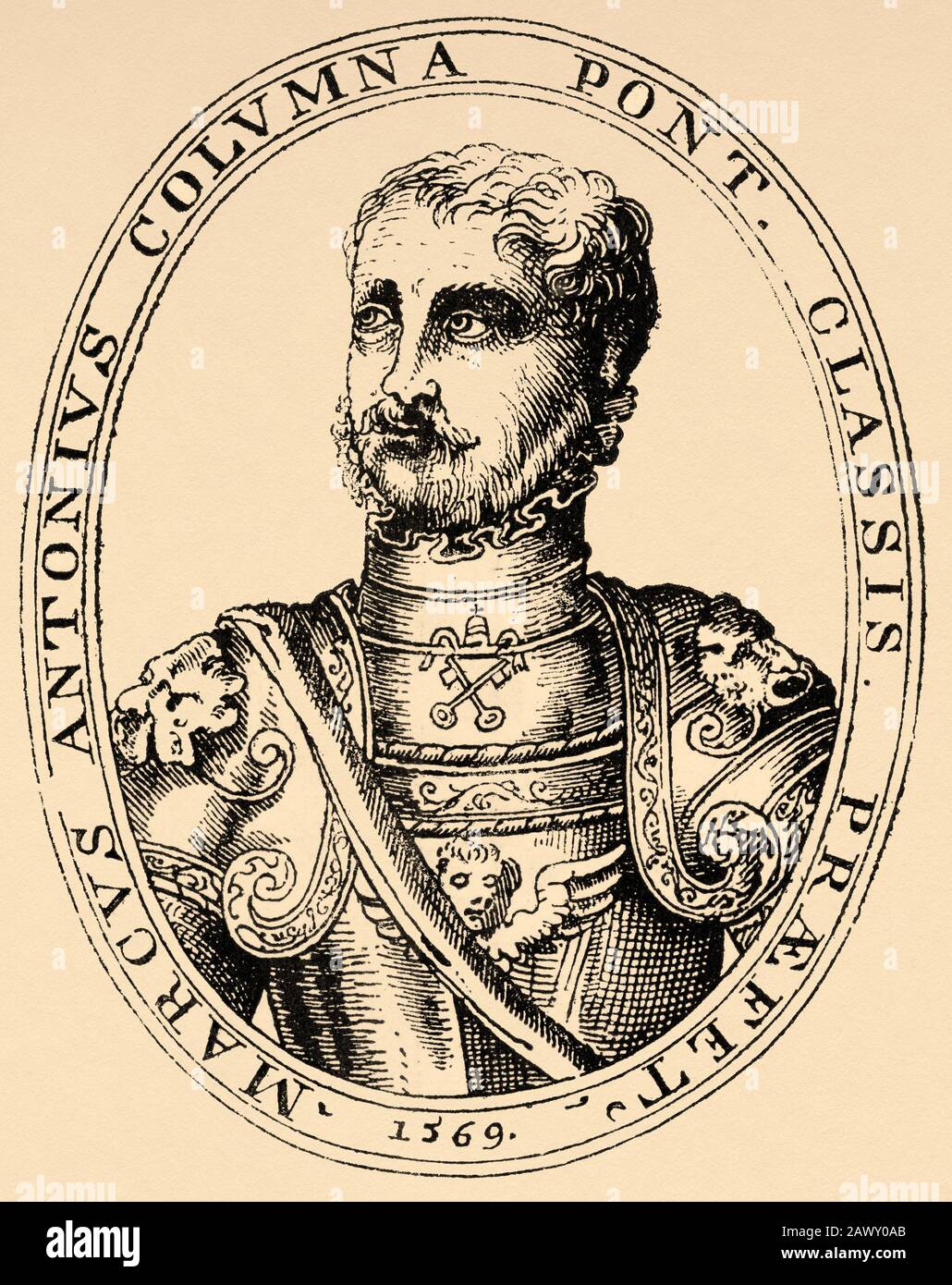 Portrait of  Marcantonio II Colonna (Civita Lavinia, 1535 - Medinaceli, August 1, 1584); III Duke and I prince of Paliano, admiral, general and vicero Stock Photo