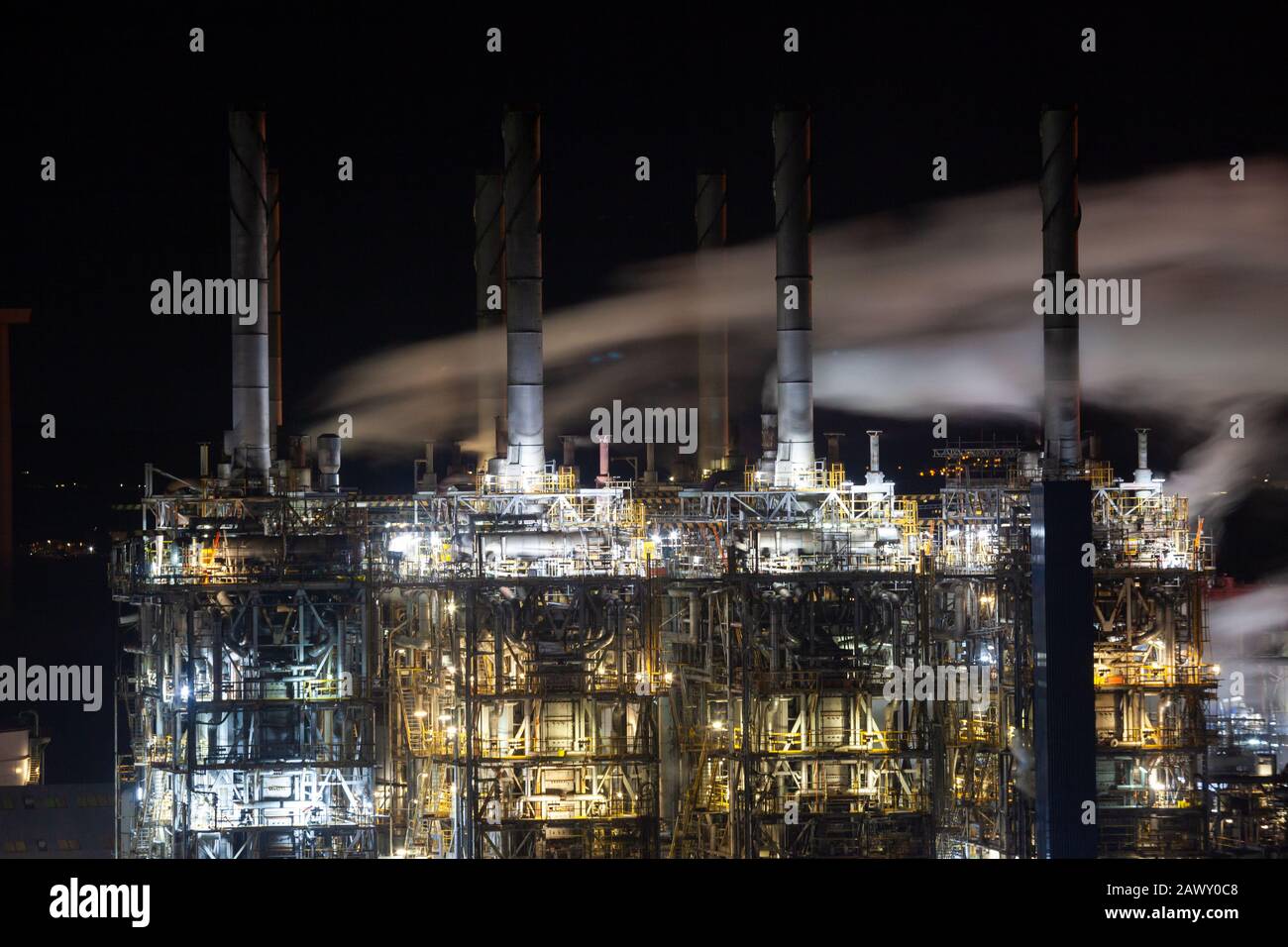 Fife Ethylene Plant at night, Cowdenbeath, Fife, Scotland Stock Photo