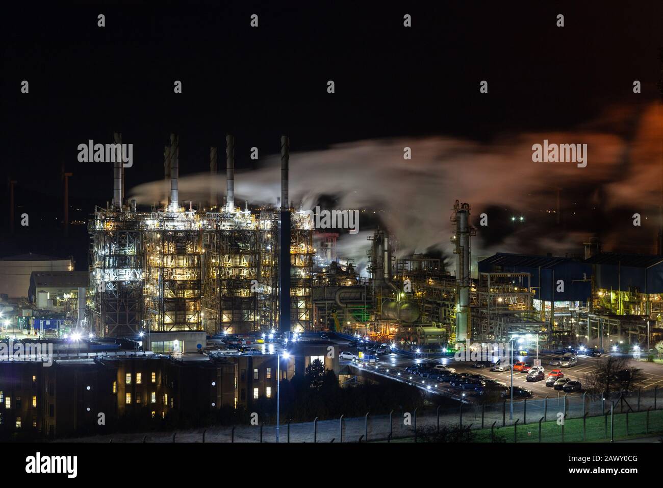 Fife Ethylene Plant at night, Cowdenbeath, Fife, Scotland Stock Photo
