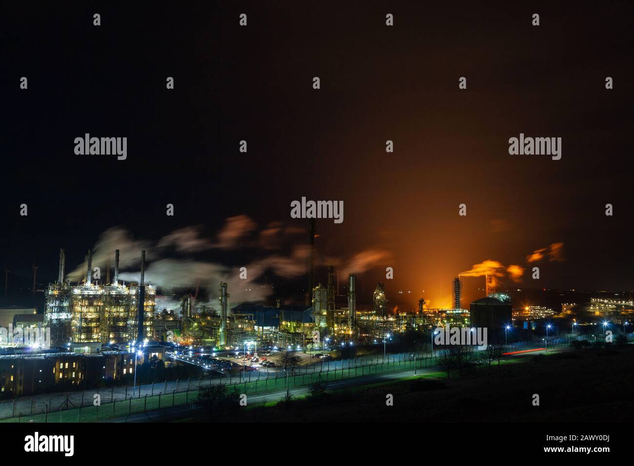 Fife Ethylene Plant at night, Cowdenbeath, Fife, Scotland Stock Photo