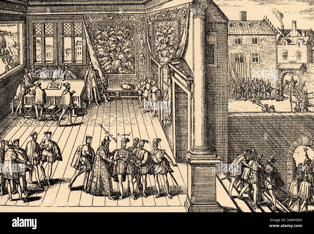 Arrest of Lamoral, Count of Egmont, Prince of Gavere, 1522-1568. General and statesman in the Spanish Netherlands. Philip de Montmorency Stock Photo