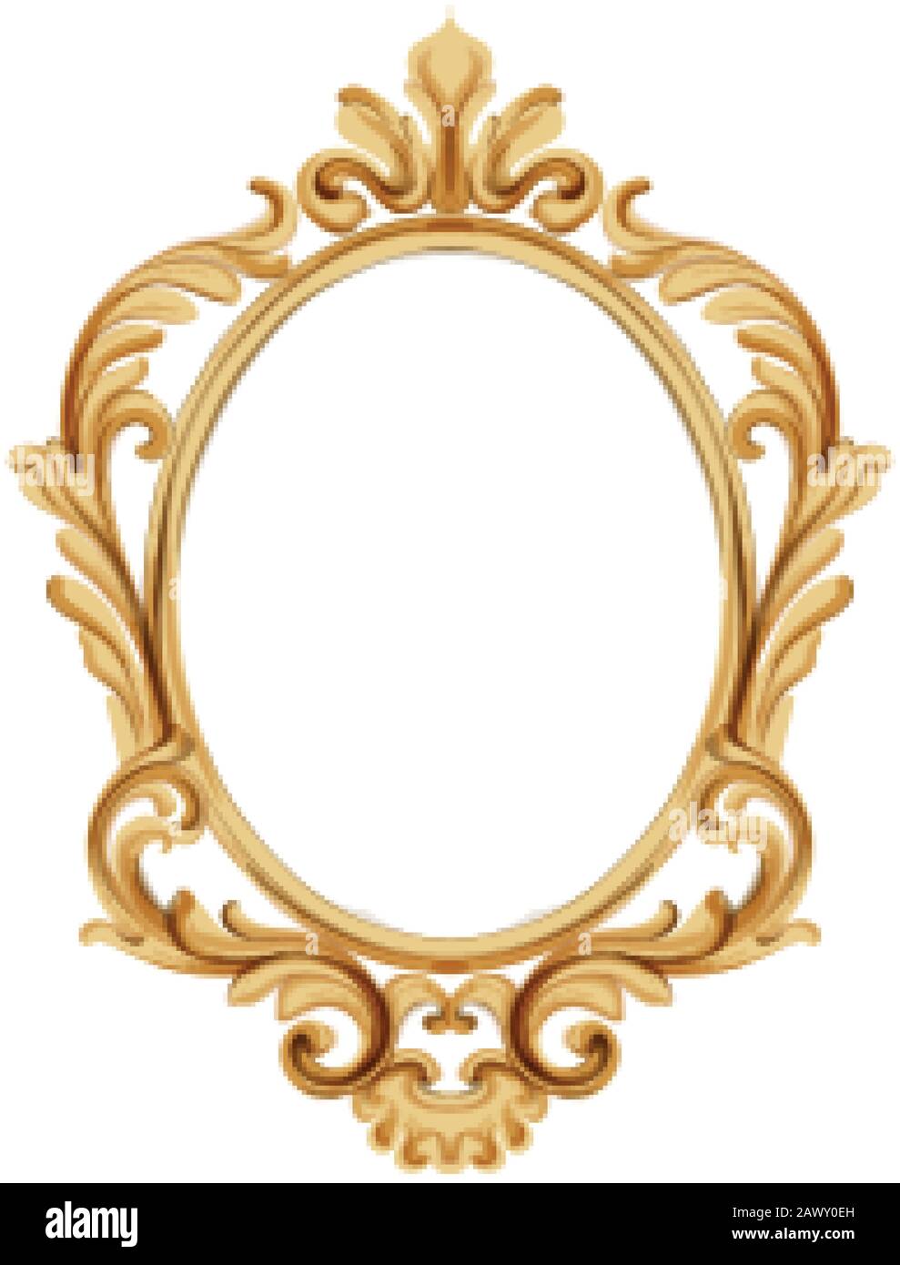 Louis XVI style mirror with golden neoclassic ornaments. Vector Stock Vector