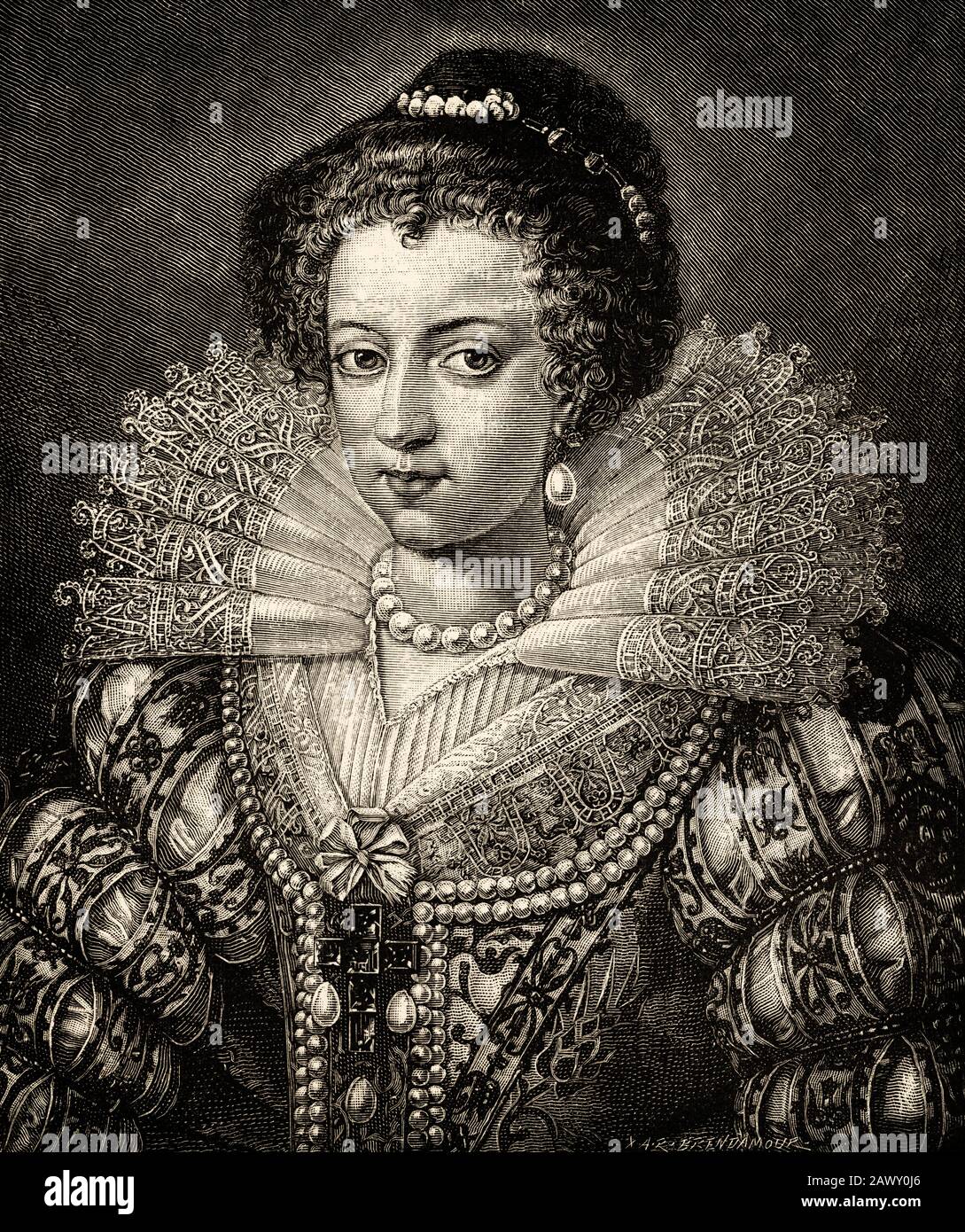 Isabella of Austria. Portrait Elisabeth of Austria (Vienna, Austria, July 5, 1554 - January 22, 1592) was archduchess of Austria, daughter of the Holy Stock Photo