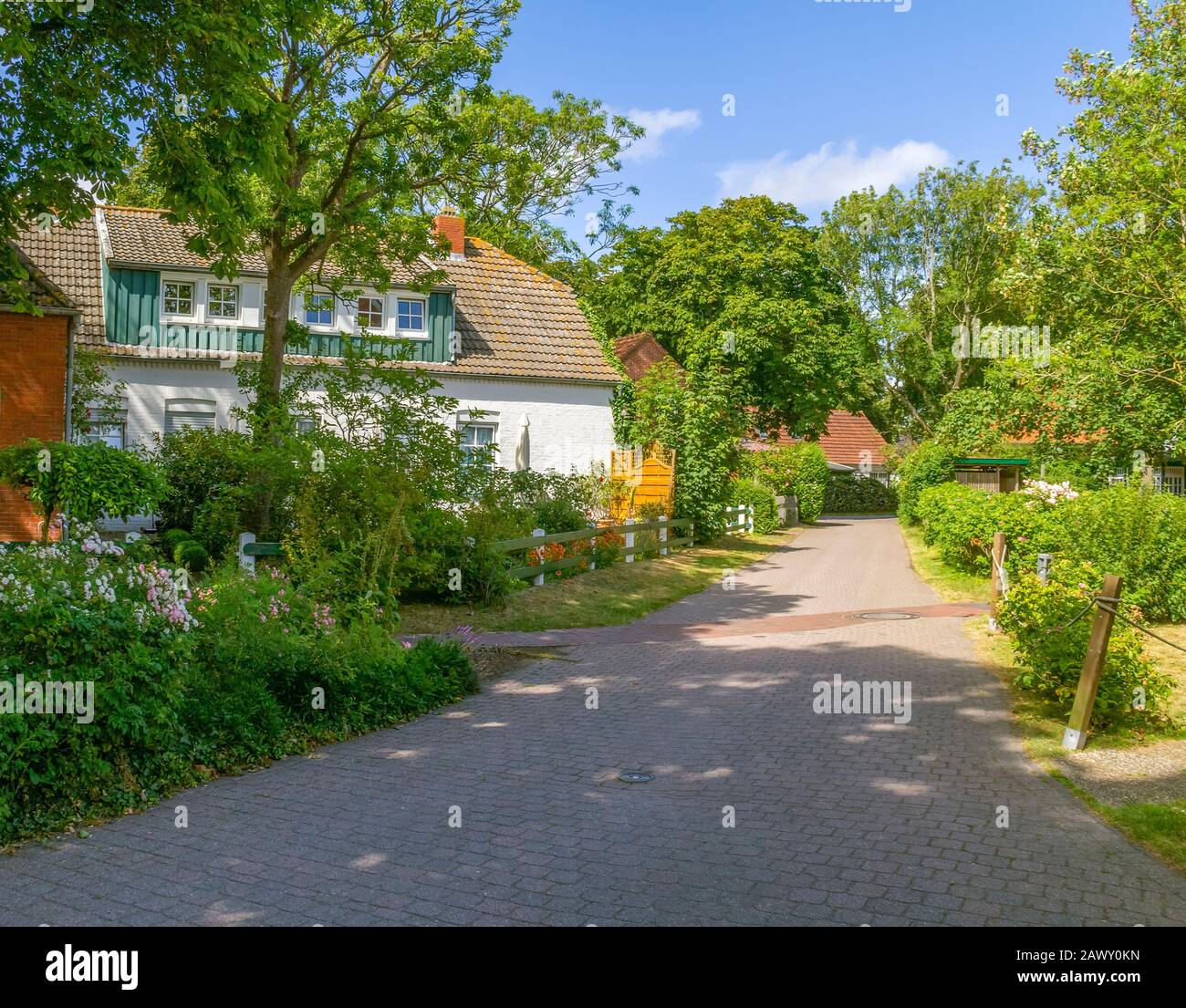 impression of Spiekeroog village which is located at Spiekeroog island, one of the East Frisian Islands at the North Sea coast of Germany Stock Photo