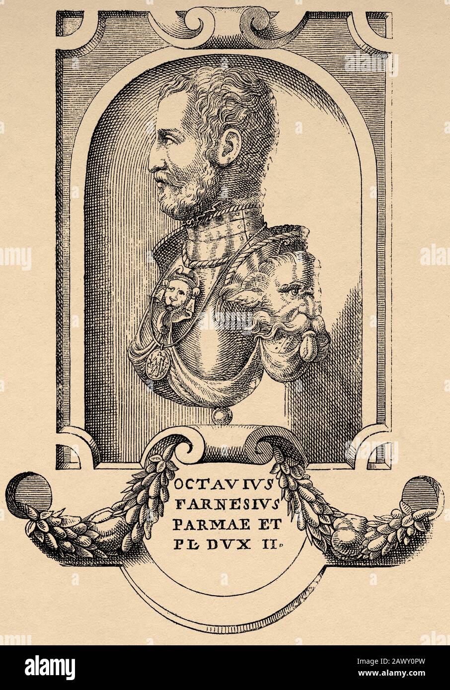 Portrait of Ottavio Farnese (Valentano, October 9, 1524 - September 18, 1586) was the second Duke of Parma and Plasencia. History of Philip II Stock Photo