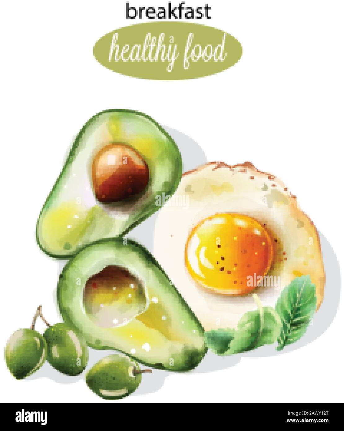 Healthy Breakfast With Avocado Fried Egg Mint And Olives