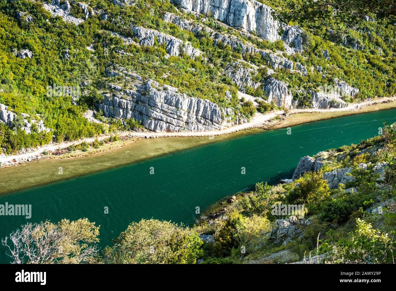 Croatia, deep canyon of Zrmanja river in Dalmatian karst, beautiful nature landscape Stock Photo