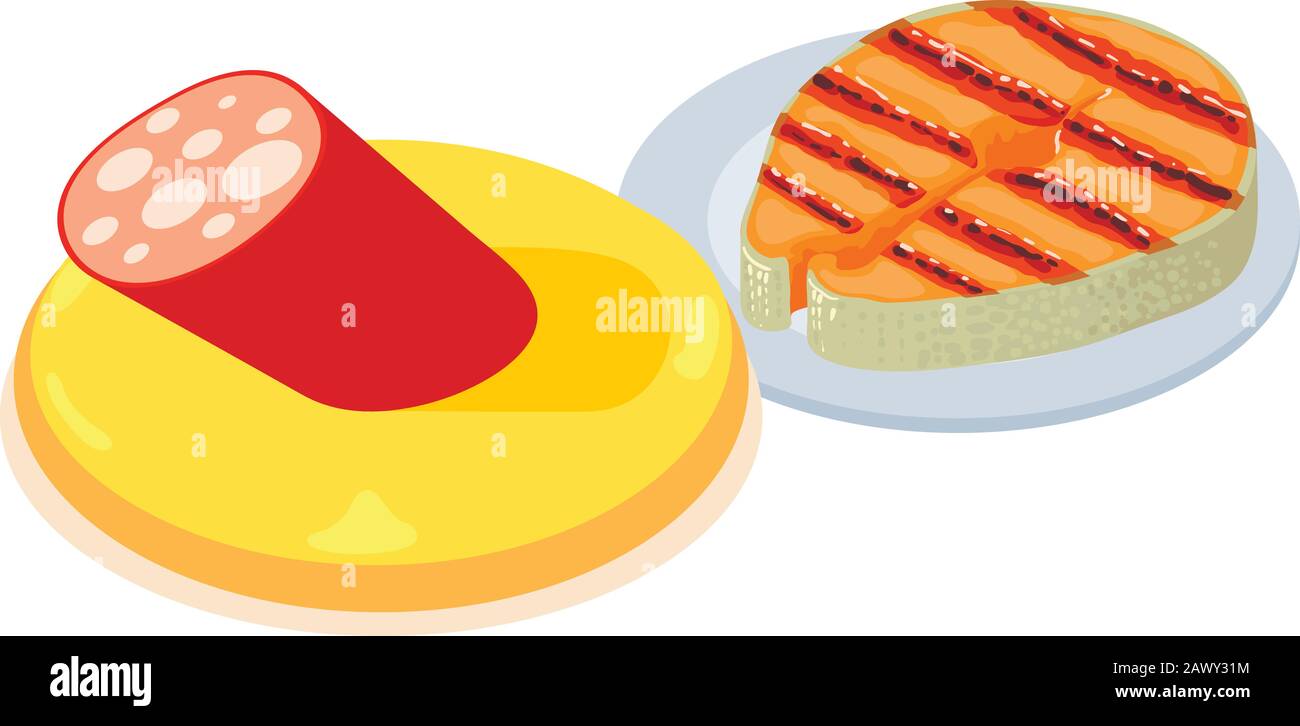 Grilled food icon, isometric style Stock Vector