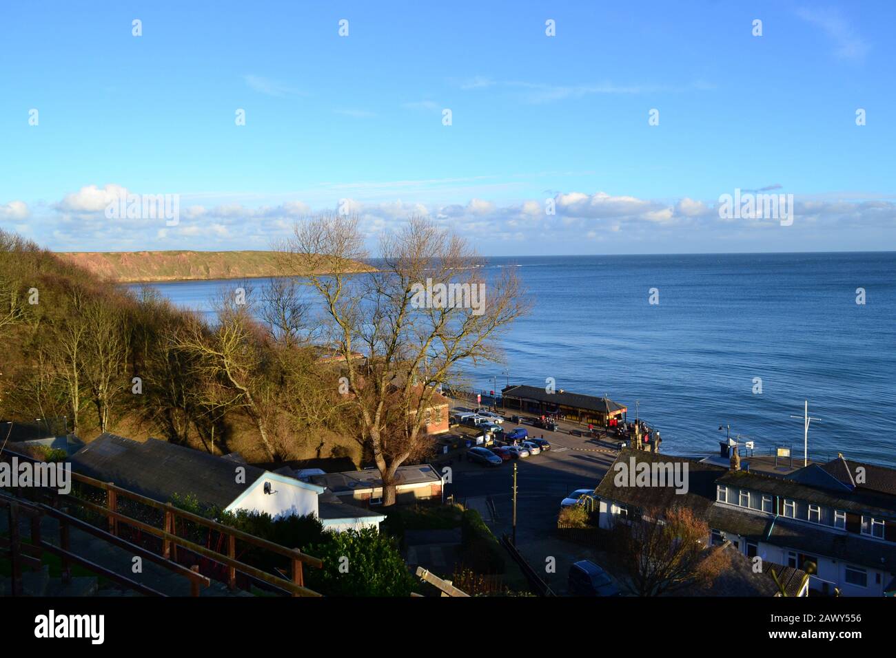 Filey Bay Seafront - Calm North Sea on a Sunny Day - North Yorkshire UK Stock Photo